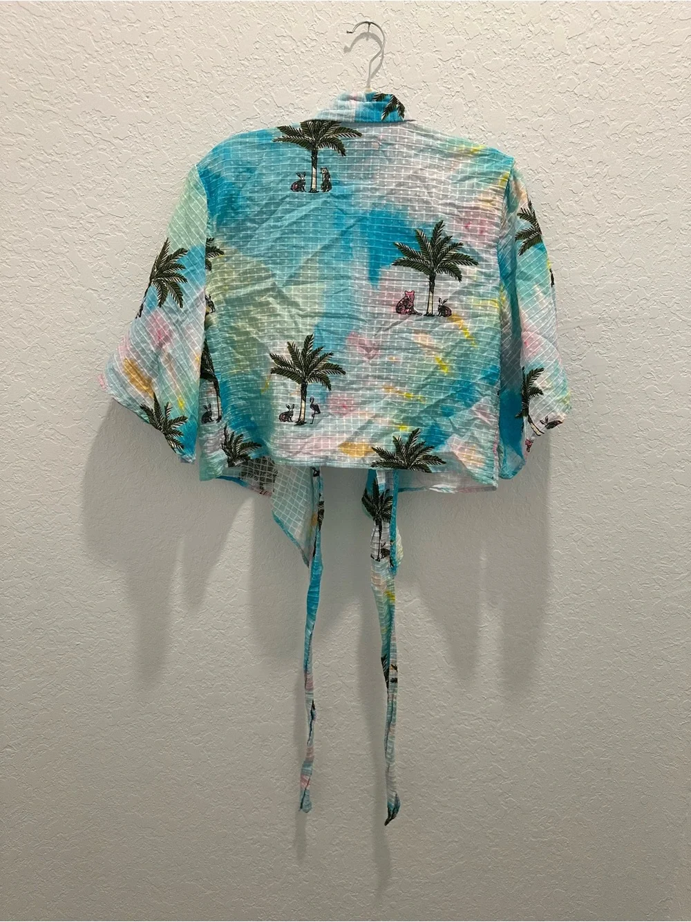 Coniglio Palm Beach Tie-Front Kimono Cropped Top - Picture 3 of 5